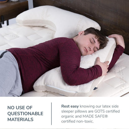 Naturepedic Organic Latex Side Sleeper Pillow - Standard/Queen Bed Pillow with Shoulder Cutout - Luxury Pillow for Back Support and Neck Pain Relief