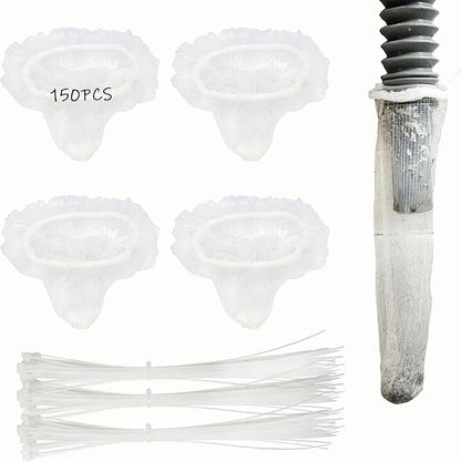 150 Pack Lint Traps for Washing Machine Hose - Washer Hose Lint Catcher Laundry Hair Catcher Includes 150 Nylon Mesh Lint Traps and 150 Cable Ties Fits Most Washing Machine (Disposable)