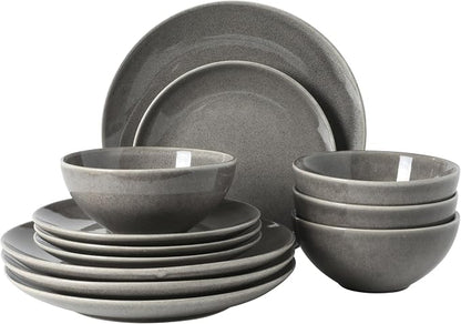Gibson Elite Castle Peak Plates and Bowls Set, 12-Piece Dinnerware Set