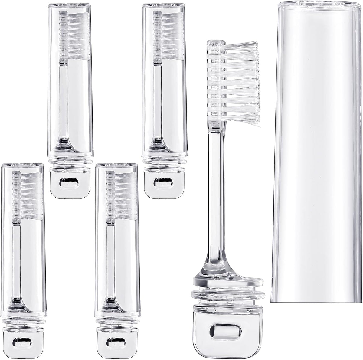 Patelai 4 Pieces Travel Toothbrush Set, Soft Bristle Mini Foldable Tooth Brush with Case, Individually Wrapped Small Portable Travel Size Toiletries Stuff for Camping (Clear)