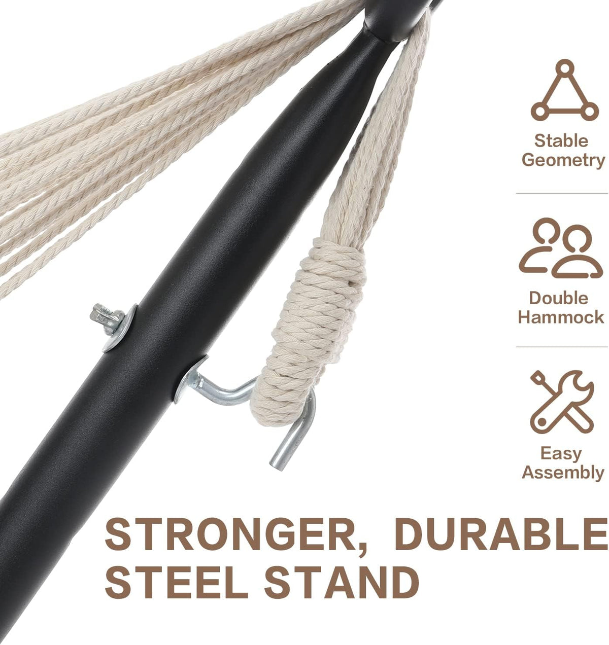 PNAEUT Double Hammocks with Stand for Outside, Portable Space Saving Heavy-Duty Steel Stand for Indoor Outdoor Patio with Carrying Bag, 450 lbs Capacity (Lightblue)