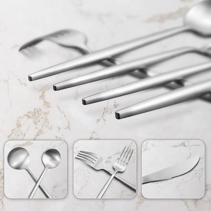 60-Piece Silverware Set, IBIILII JEFF Stainless Steel Flatware Set，Kitchen Utensil Set, Tableware Cutlery Set, Service for 12, Satin Finished Polished & Dishwasher Safe