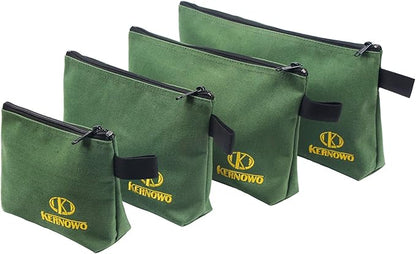 4 Pcs Upgrade Canvas Zipper Tool Pouch, 20 oz Heavy Duty Tool Bag, Water Resistant Utility tools Organizer, 7.5/9.5/11.5/13 inch Spacious Storage Pouches with Dependable YKK Nylon Zippers by KERNOWO