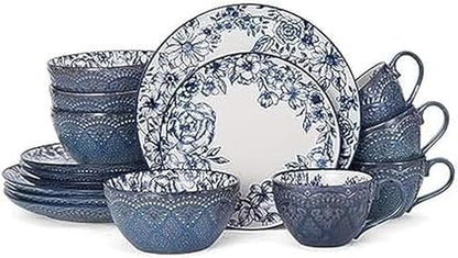 Pfaltzgraff Gabriela Blue 16-Piece Dinnerware Set, Service
