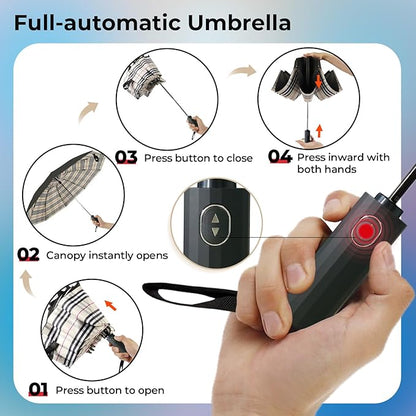 LLanxiry Compact Travel Umbrella, Mini Windproof Umbrellas for Rain & Sun, Small Lightweight Outdoor UV Umbrella, Portable Folding Umbrellas for Travel