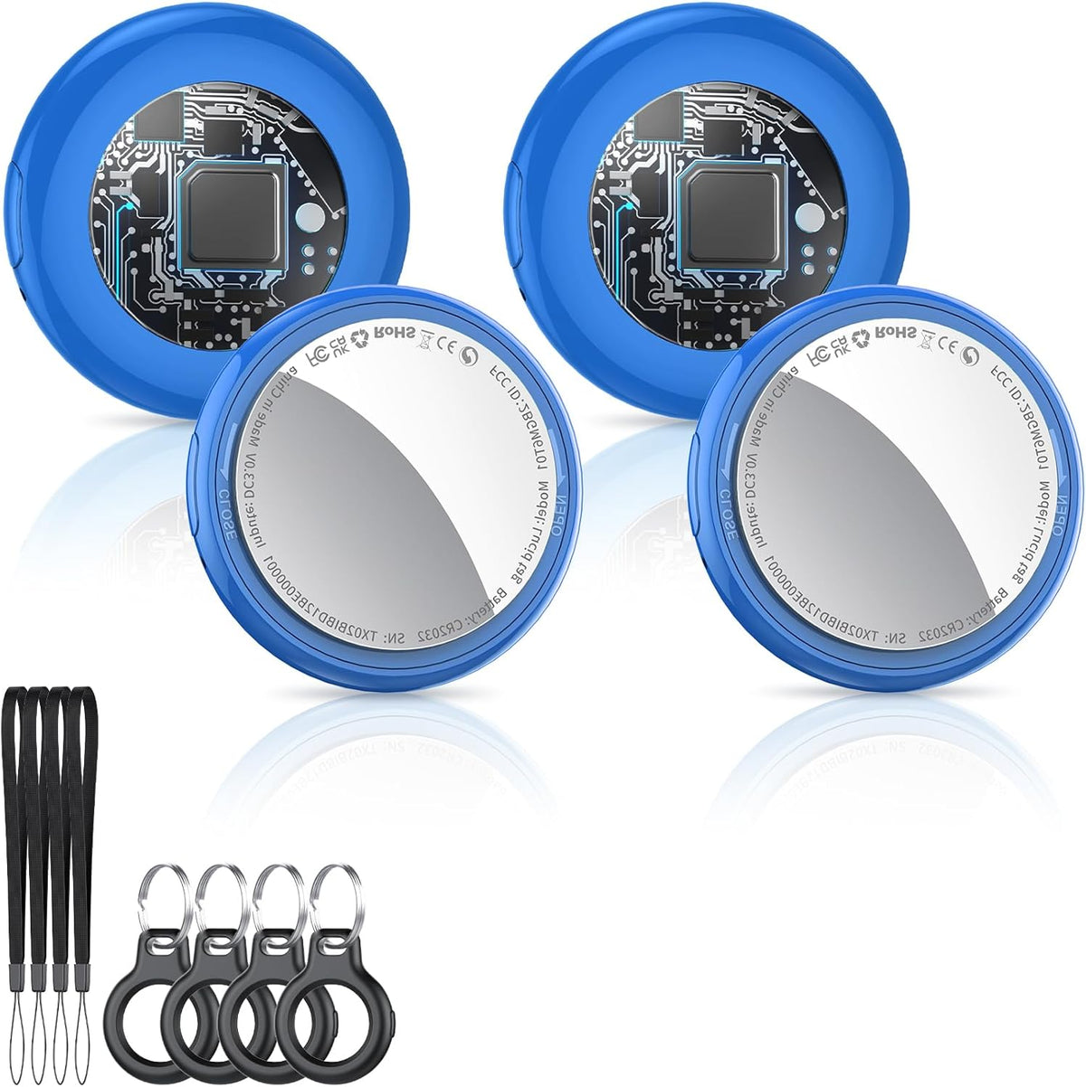 2025 New [Apple MFi Certified] (iOS Only) Air Tracker Tag-4 Pack, Bluetooth Tracker for Apple Find My, Replaceable Battery, Key Finder and Item Locator Smart Tag for Keys, Bags, Luggage, Pets, (Blue)