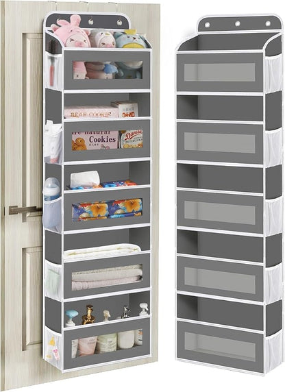 Over The Door Organizer, 5 Shelves Closet Door Hanging Storage and Organizer with 10 Mesh Pockets, Nursery Closet Organizer, Baby Essentials, Stuffed Animal Storage