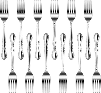 New Star Foodservice 58642 Rose Pattern, 18/0 Stainless Steel, Dinner Fork, 7.2-Inch, Set of 12