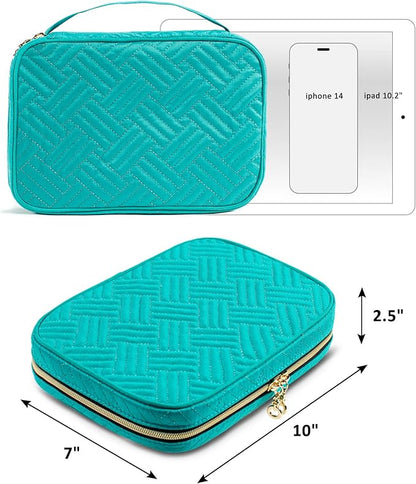SFYBYHEART Travel Jewelry Organizer Case, Jewelry Travel Bags for Women, Large Capacity Travel Jewelry Case for Tangle-Free Earrings, Necklaces, Rings Storage, Travel Accessories,Teal