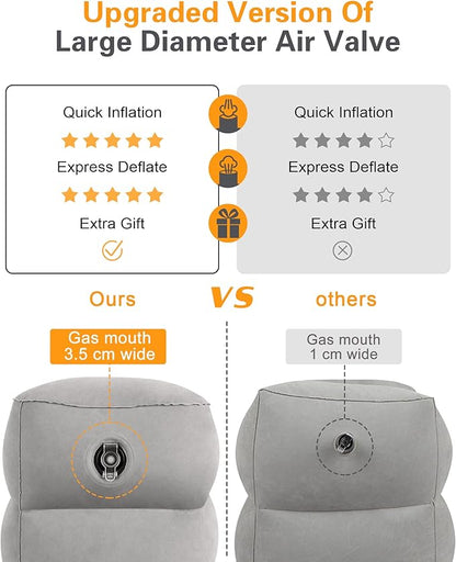 Sunany Inflatable Foot Rest Pillow for Travel, Kids/Adults Airplane Travel Pillow-Adjustable Height Cushions,for Kids to Sleep While Traveling,Suitable for Office, Home and Any Travell (1 Pack)