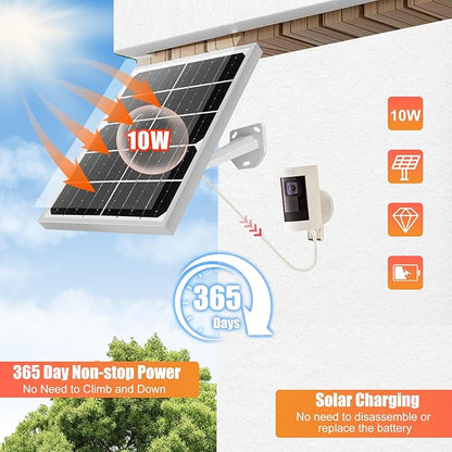 Solar Panel for Security Camera 2 in 1 Port 10W Ring Camera Solar Charger