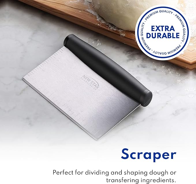 New Star Foodservice 7006865 Stainless Steel BBQ/Griddle Utensils & Accessories Tool Set, 6-Piece Set Includes Spatulas, Dough Scraper with Measurements, & Squeeze Bottle Set