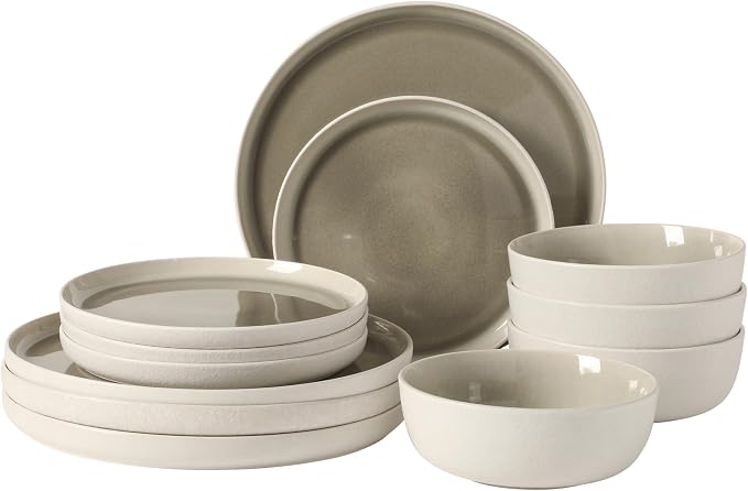 Gibson Elite Tahoe Sunset 12-Piece Reactive Stoneware Dinnerware Set – Matte
