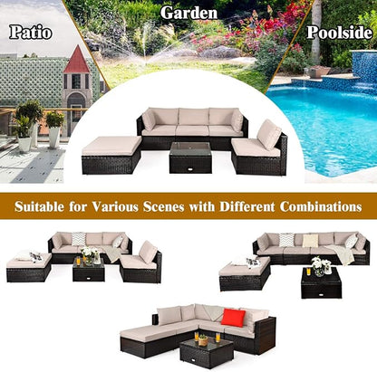 Tangkula 6 Piece Patio Furniture Set, Outdoor Deck Lawn Backyard Durable Steel