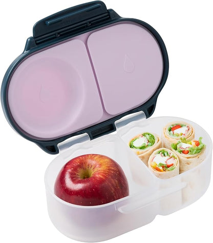 b.box Snack Box Reusable Snack Containers with Lids 2 compartments, Bento Box for kids and toddlers, Leakproof Lunch Box, BPA free and Dishwasher Safe Snack Container (Indigo Rose, 1 3/4 Cup)