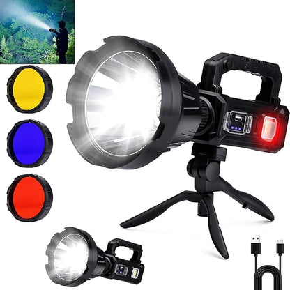 Rechargeable Spotlight Flashlight, Peascat 3, 000L Lumens LED Handheld Spot