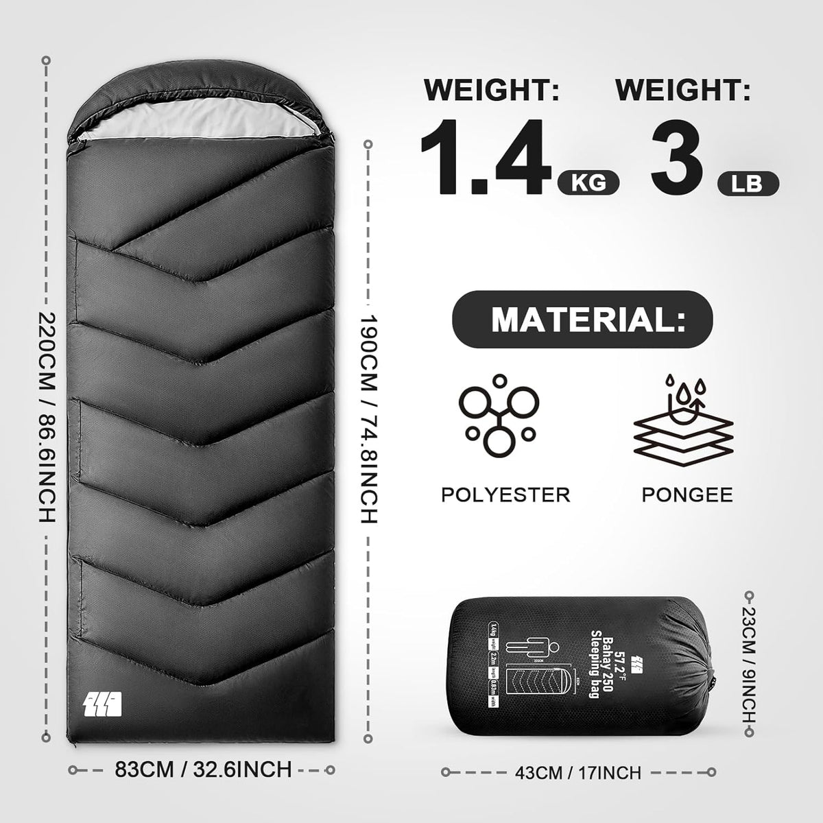 Sleeping Bags for Adults Cold Weather,Portable, Waterproof,Lightweight Camping Sleeping Bag for Tall Girls Boys with Compression Sack for Warm Camping, Hiking, Outdoor & Indoor