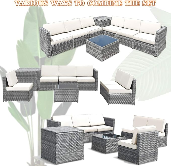Tangkula 8 Pieces Wicker Patio Furniture Set