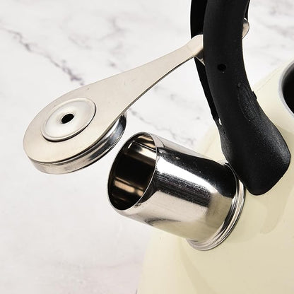 Whistling Stovetop Tea Kettle,Food Grade Stainless Steel, Cool Touch Ergonomic Handle, Fast Boil, for Gas, Electric, and Glass Ranges - 3L