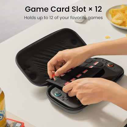 tomtoc Slim Carrying Case for Nintendo Switch 2 Model 2025, Odorless Felt Protective Hard Shell with 12 Game Card Slots, Portable Travel Storage Case with Original Patent and Military Grade Protection