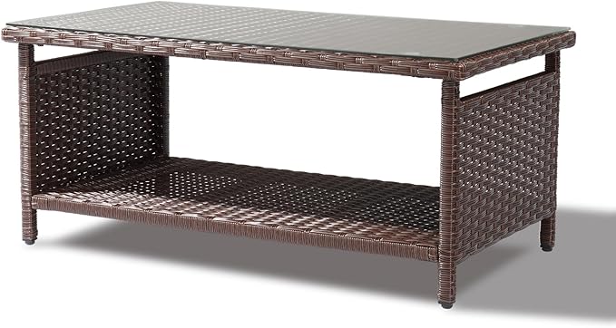 VINGLI Outdoor Wicker CoffeeTable Patio Coffee Tables