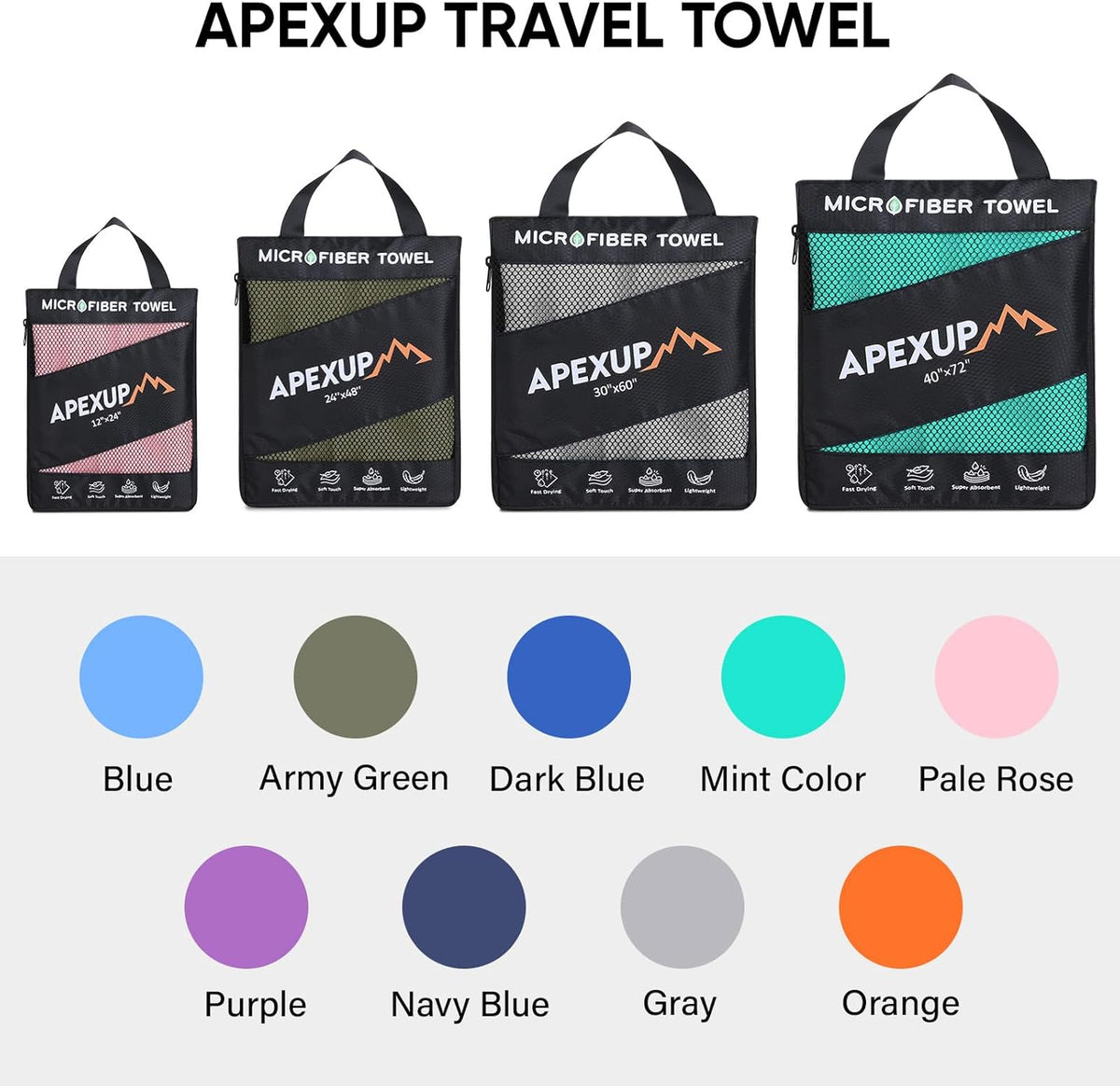 APEXUP Microfiber Travel Towel, Ultra Absorbent Quick Dry Towels, Lightweight Gym Sports Camping Towel for Workout, Yoga, Beach, Shower, Swimming (72"×40", Pale Rose)
