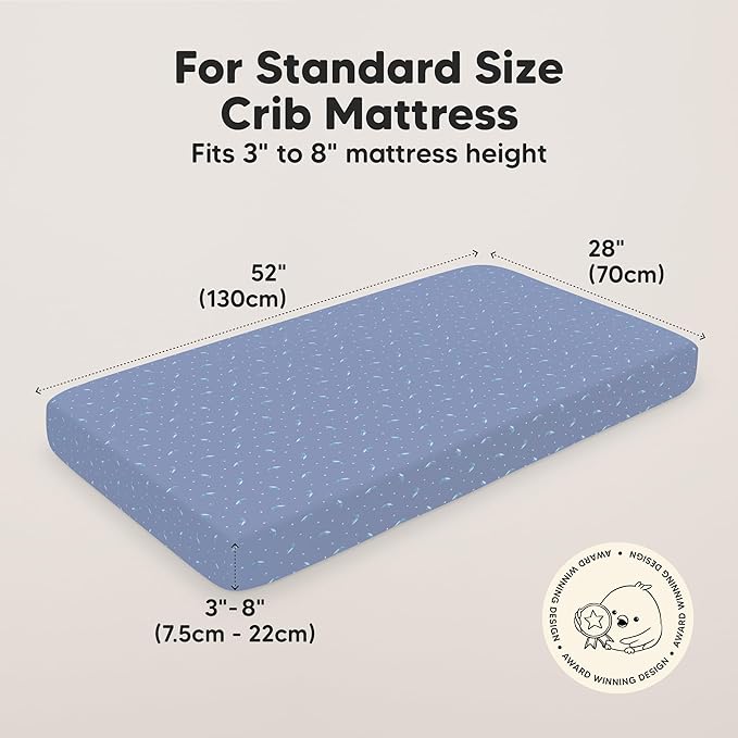 KeaBabies 2-Pack Baby Crib Sheets for Boys, Girls - 52x28 Viscose Derived from Bamboo Toddler Bed Sheets Neutral, Fitted Crib Mattress Cover for Standard Baby Bedding, Soft & Cozy (Marine Muse)
