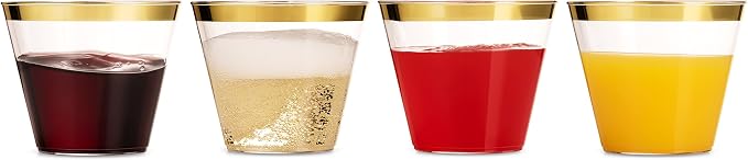 Munfix 100 9 Oz Clear Plastic Cups, Old Fashioned Tumblers, Fancy Disposable