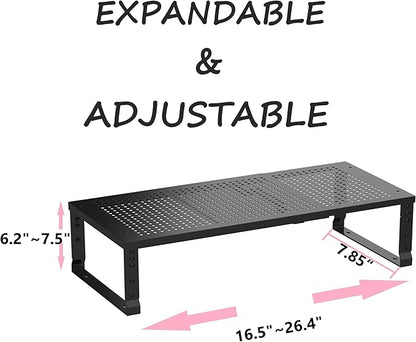 Metal Stackable Expandable Storage Shelf - Multi-Functional Home Storage Shelf, Suitable for Kitchen, Cabinet，Bathroom, Office, Garage, etc.（1PACK/Black/Medium