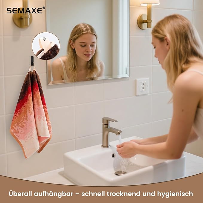 SEMAXE 12 Pack Hand Towels for Bathroom, 100% Cotton Towels with Hanging Loops, Soft & Highly Absorbent, Hand Towel Set for Gym, Shower, Hotel, Spa and Kitchen, Colorful Towel - Sunset Collection