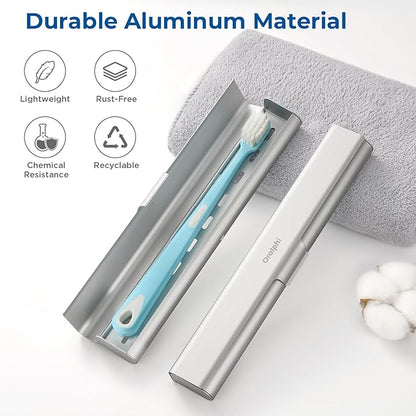 Aluminum Toothbrush Travel Case, Portable Travel Toothbrush Holder, Durable Manual Toothbrush Box Container for Traveling, Bathroom, Camping, Business Trip-1Pack Silver