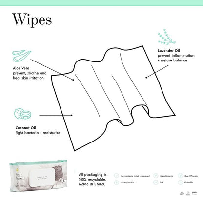 Attn: Grace Flushable Wet Wipes for Women (60 Ct) - Cleanse and Refresh with Aloe Vera and Coconut Oil/Soft & Natural Ingredients Soothe Sensitive Skin