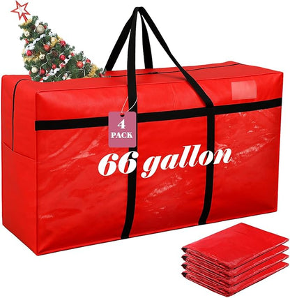 4 Pcs 66 Gallon Large Moving Bags with Zipper and Handles Foldable Storage Duffle Bags Heavy Duty Extra Large Totes for College Dorm Travel Clothes Blankets Bedding Moving (Red)