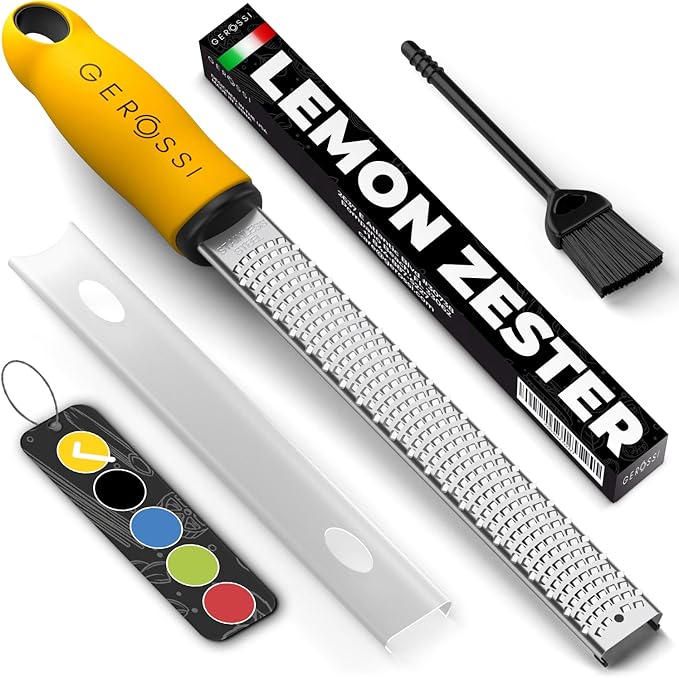 Stainless Steel Cheese and Citrus Zester Grater w/Extra Sharp Blade - Perfect for Lemons, Parmesan, Garlic, Chocolate - Spice Up any Kitchen Dish in Seconds with Your Premium Hand Held Shredder