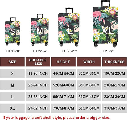 WUJIAONIAO Travel Luggage Cover Baggage Suitcase Cover Protector Skins 18-32 Inch (Flower flamingo, L (for 25-28 inch luggage))