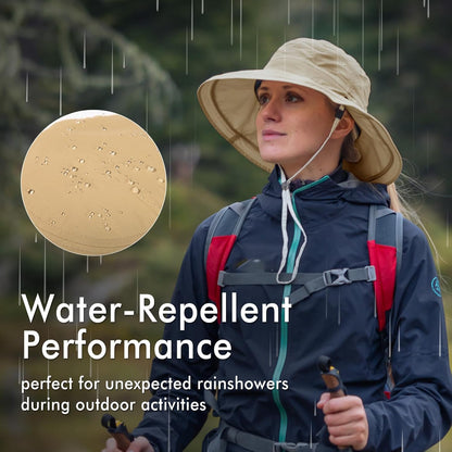 UV 50 Sun Hat for Women Wide Brim with Ponytail Hole Summer Packable Sunhat for Beach Fishing Hiking Gardening Waterproof