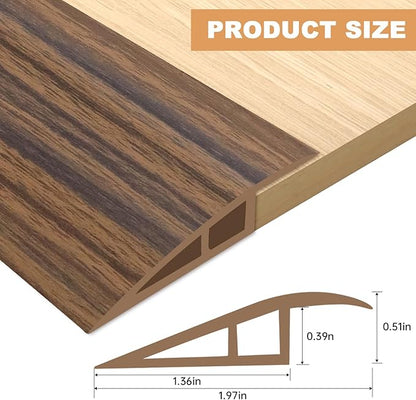 Vinyl Door Threshold Flooring Transition Strip Self Adhesive Carpet Edging Strip for Laminate Doorway Edge Threshold from 1/5" to 2/5" (Smoked Brown Wood Grain, 6.6 Ft)
