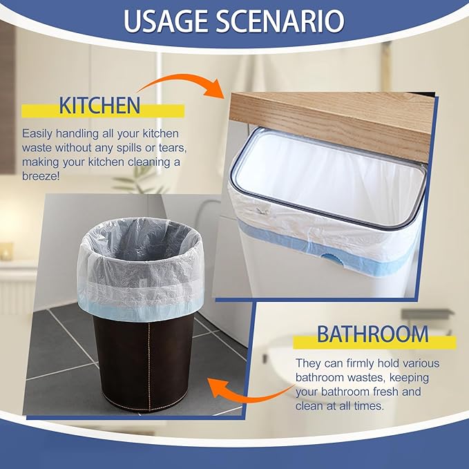 240 Count 5 Gallon Trash Bags Drawstring 1.1 Mil - 18 Liter Small Garbage Bags for Bathroom, Strong Unscented White Plastic Wastebasket Bin Liners for Kitchen Office Toilet and Bedroom