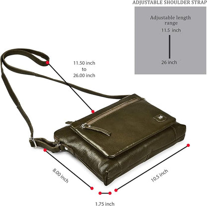 Wise Owl Accessories Small Soft Pebbled Real Leather Crossbody Handbags Purses Sling Crossover Shoulder Bag