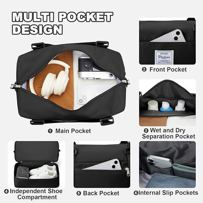 Travel Duffel Bag, Sports Tote Gym Bag, Shoulder Weekender Overnight Bag for Women
