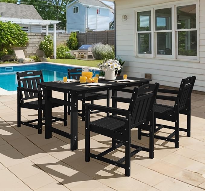 Ciokea HDPE Outdoor Patio Dining Chairs Set of 2, All-Weather Porch Chair