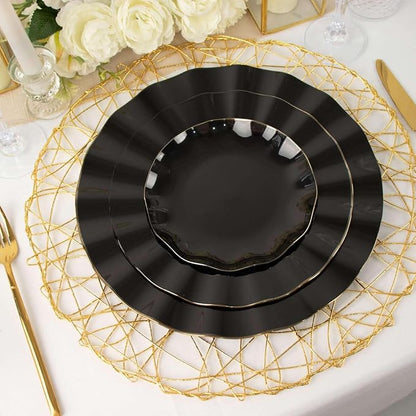Efavormart 10 Pack | Black 6" Round Plastic Dessert Salad Plates, Disposable