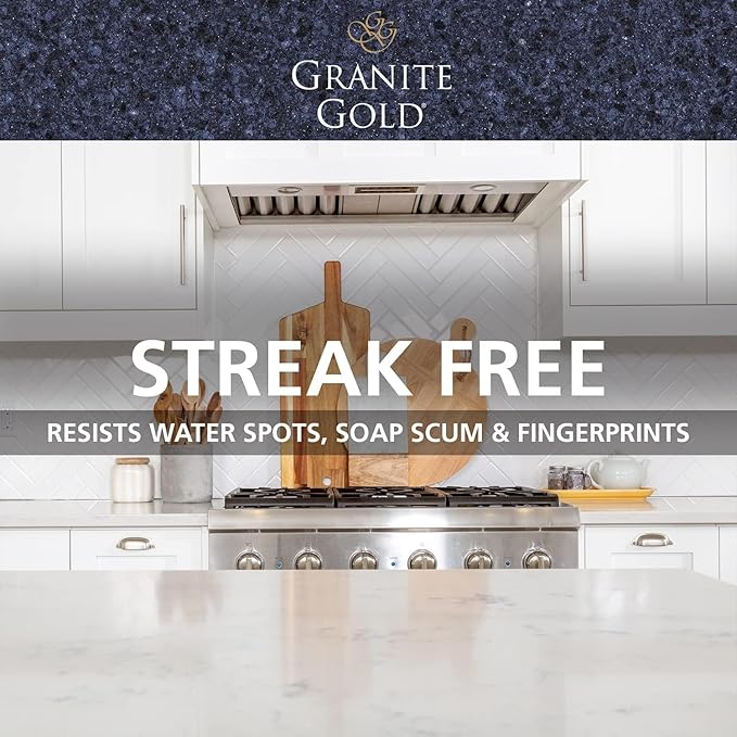 Granite Gold Quartz Clean & Shine Streak-Free Cleaner Deeps Cleans and Polishes All Quartz Surfaces Including Silestone, LG, and More, 64 Fluid Ounces and 2 x 24 Fluid Ounces