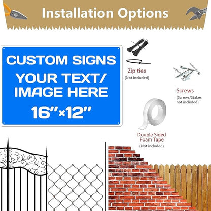 Personalized Aluminum Metal Signs - Weatherproof, Custom Text & Picture, Multiple Sizes, Hazard, Garden, Custom Door, Business Signs