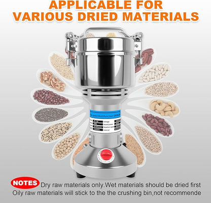 Grain Mill, 550g Flour Mill Grinder for Home, Electric Stainless Steel Grain Grinder for Wheat, Herbs, Nuts, Grains, Corn, Flour, Seasonings