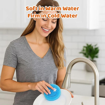Kitchen Sponges, Sponges for Cleaning, 6 PCS Multifunctional Scratch-Free Dish Scrubbers Orange*2 + Blue*2 + Ggreen*2, Cleaning Sponges for Kitchen, Bathroom