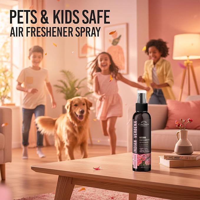 Natural Air Freshener Spray—Geranium & Lemongrass Odor Eliminator—Non-Toxic Essential Oil Deodorizer Spray for Home,Toilet,Room,Lounge,Laundry,Cabinet,Fabric;Safe for Kids & Pets—2PK- 4Oz each