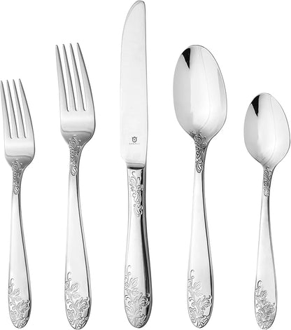 Modern Silverware Set, 18/10 Stainless Steel Flatware, Mirror Finish, Dishwasher Safe, Elegant Cutlery for Home and Dining, Built to Last (80-Piece, Imperial)