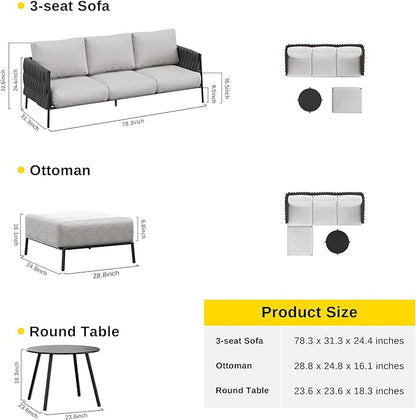 EAST OAK Life Chatter Patio Furniture Set, Outdoor Furniture Sectional Sofa Set