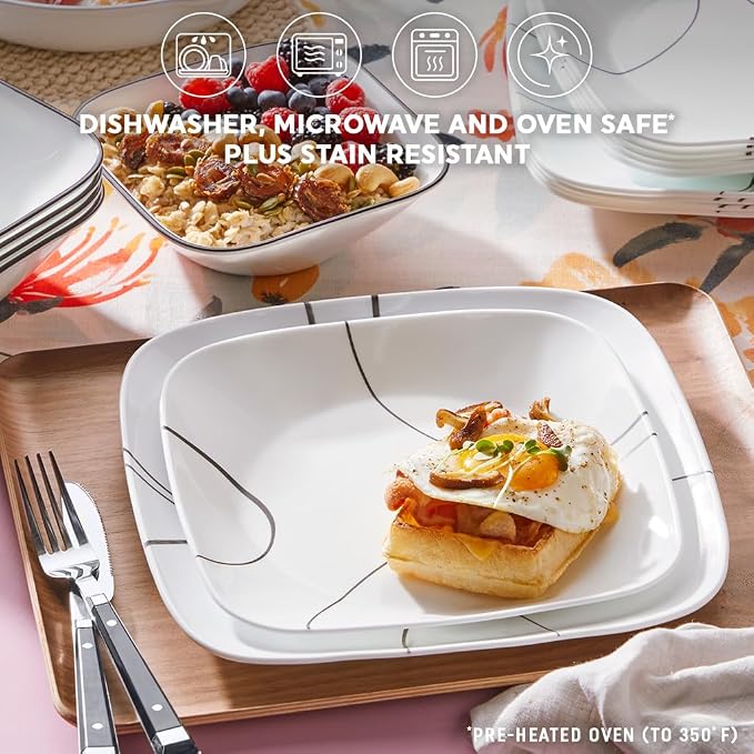 Corelle 18-Piece Service for 6 Dinnerware Set Triple Layer Glass and Chip